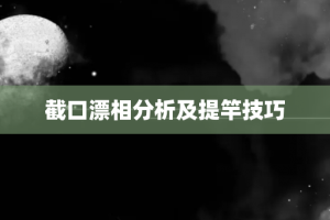 截口漂相分析及提竿技巧