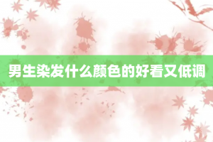 男生染发什么颜色的好看又低调