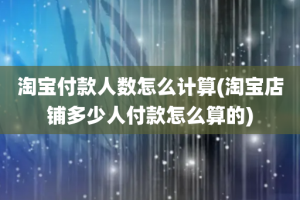 淘宝付款人数怎么计算(淘宝店铺多少人付款怎么算的)