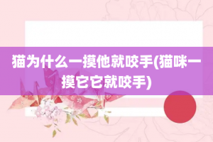 猫为什么一摸他就咬手(猫咪一摸它它就咬手)
