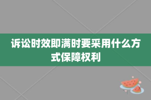 诉讼时效即满时要采用什么方式保障权利